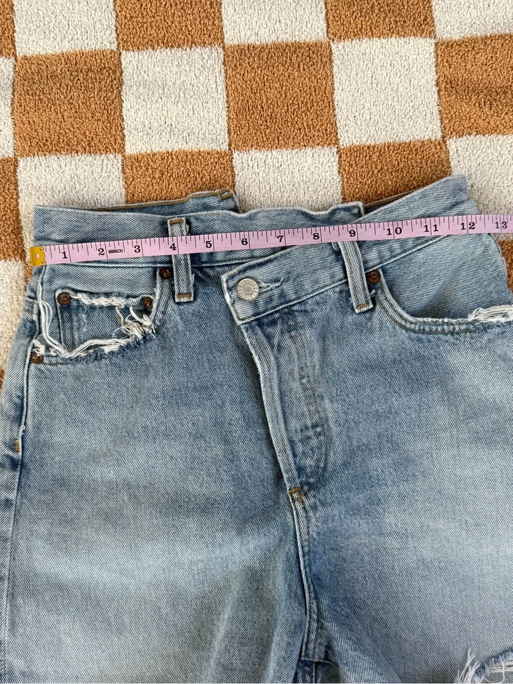Agolde criss cross denim shorts